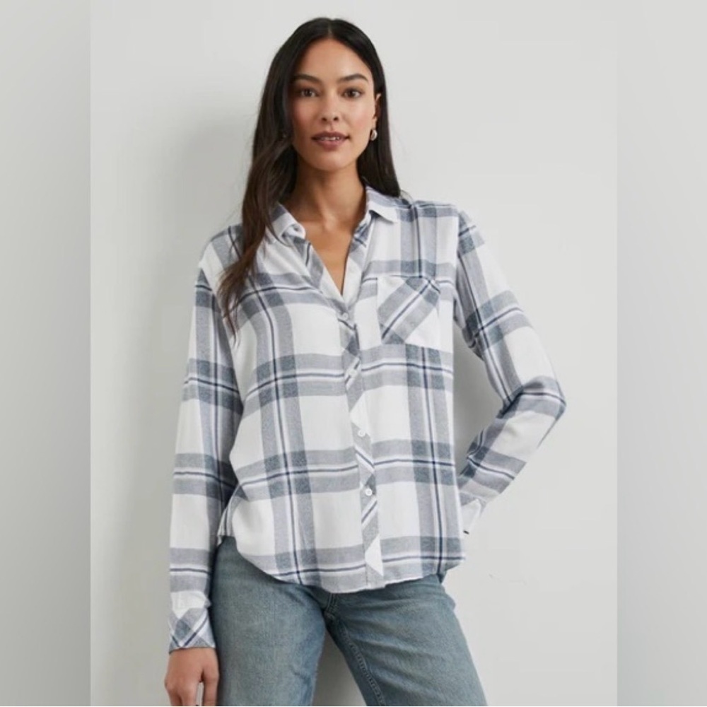 Rails Navy and White Plaid Shirt size Small